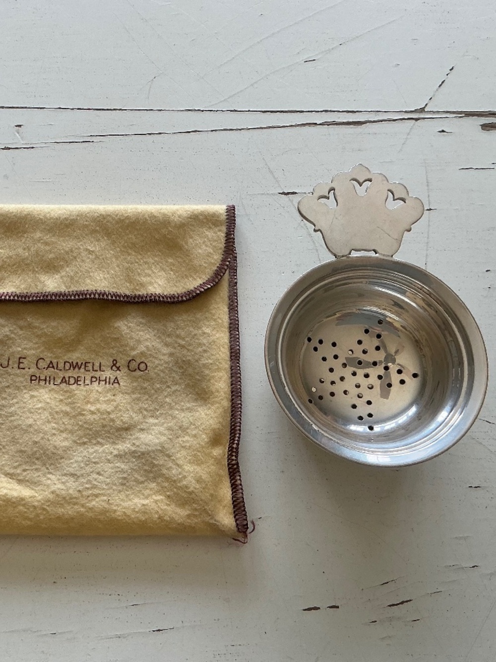 Vintage J.E. Caldwell STERLING SILVER TEA STRAINER
